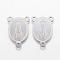 Tarnish Resistant 304 Stainless Steel Chandelier Components Links, Oval with Virgin Mary, Stainless Steel Color, 21.5x15x0.8mm, Hole: 1.5mm