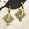Brass Rhombus Hoop Earrings, with Enamel, Lead Free & Cadmium Free, Real 18K Gold Plated, Rack Plating, Blue, 26x17mm