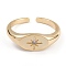 Brass Micro Pave Clear Cubic Zirconia Cuff Rings, Open Rings, Long-Lasting Plated, Star, Real 18K Gold Plated, 2mm, Inner Diameter: 17.2mm