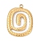 304 Stainless Steel Pendants, Ion Plating(IP), Rectangle Vortex Charm, Real 18K Gold Plated, 26x19.5x2mm, Hole: 2mm