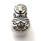 304 Stainless Steel European Beads, Large Hole Beads, Doll, Antique Silver, 13x8x9.5mm, Hole: 5mm