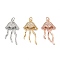 Brass Micro Pave Clear Cubic Zirconia Pendants, Long-Lasting Plated, Jellyfish, Mixed Color, 24x13.5x3mm, Hole: 2.5mm, Ring: 4x1mm