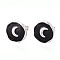 Nuggets with Moon 304 Stainless Steel Enamel Stud Earrings, Ion Plating(IP), Stainless Steel Color, 13x13mm