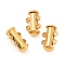 Ion Plating(IP) 304 Stainless Steel Slide Lock Clasps, Peyote Clasps, 2 Strands, 4 Holes, Tube, Golden, 14.5x10x6.5mm, Hole: 1.5mm