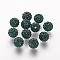 Polymer Clay Rhinestone Beads, Grade A, Round, Pave Disco Ball Beads, Emerald, 10x9.5mm, Hole: 1.5~1.8mm