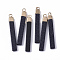 Top Golden Plated Synthetic Blue Goldstone Pendants, with Golden Tone Iron Loops, Bar, 44~45x5.5x3mm, Hole: 2mm