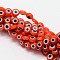 Handmade Evil Eye Lampwork Flat Round Bead Strands, Orange Red, 8x3.2mm, Hole: 1mm, about 48pcs/strand, 13.98''(35.5cm)