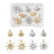 8Pcs 4 Style Brass Micro Pave Clear Cubic Zirconia Pendants, Sun, Platinum & Golden, 13x11x1.8mm and 26x18x2mm, 2pcs/style