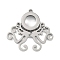 304 Stainless Stee Locket Pendants, with Glass, Octopus Charm, Stainless Steel Color, 33x35x6mm, Hole: 2.2mm