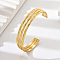 Stainless Steel Triple Layer Cuff Bangles, Real 18K Gold Plated, Inner Diameter: 2-3/8~2-3/4 inch(6~7cm)