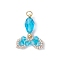 Transparent Glass Pendants, Fishtail Charm, with 304 Stainless Steel Loops, Faceted, Deep Sky Blue, 29.5x19.5~23x8mm, Hole: 3mm