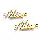 201 Stainless Steel Link Connectors, Laser Cut, Word Miss, Golden, 8.5x20x1mm, Hole: 1.5mm