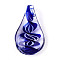 Handmade Lampwork Pendants, Teardrop, Medium Blue, 45.5~47.5x26~28x11.5~13mm, Hole: 6~8x5.5~6.5mm