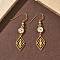 304 Stainless Steel Rhombus Dangle Earrings, Golden, 50x11mm