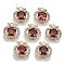 Brass Micro Pave Cubic Zirconia Charms, with Glass, Nickel Free, Real 18k Gold Plated, Apple, Red, 11x11x4mm, Hole: 1.2mm