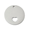 304 Stainless Steel Pendants, Flat Round with Heart Charm, Anti-Tarnish, Laser Cut, Stainless Steel Color, 20x1.5mm, Hole: 1.6mm