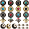 CRASPIRE 24 Sets 12 Styles Flower Screw Back Buttons 12mm Turquoise Decorative Leather Buckles Conchos Western Cowboy Vintage Replacement Metal Retro Round Castings Rivets Studs for DIY Craft Fabrics
