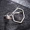 Adjustable Stainless Steel Finger Rings, Cuff Rings, Open Rings, with Cubic Zirconia, Hexagon, Stainless Steel Color, Clear, 15x13mm
