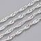 Soldered Brass Covered Iron Singapore Chains, Water Wave Chains, with Spool, Silver Color Plated, 3x2x0.4mm, about 328.08 Feet(100m)/roll