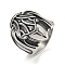 304 Stainless Steel Open Rings, Skull, Antique Silver, Inner Diameter: 19mm