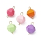 Opaque Acrylic Connector Charms, Faceted Round Links, with Golden Plated 304 Stainless Steel Double Loops, Mixed Color, 18.5x13x13mm, Hole: 2~2.5mm