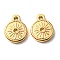 PVD Vacuum Plating 304 Stainless Steel Pendant Rhinestone Settings, Flat Round Links with Sun, Golden, Fit for 1.5mm Rhinestone, 13x10x2.5mm, Hole: 1.4mm