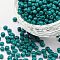 6/0 Baking Paint Glass Seed Beads, Teal, 4~5x3~4mm, Hole: 1~2mm, about 1600pcs/bag