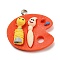 Opaque Resin Pendants, Color Palette Charms with Platinum Plated Iron Loops, Tomato, 25.5x27x6mm, Hole: 1.5mm