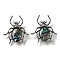 Dual-use Items Alloy Spider Brooch, with Natural Paua Shell, Antique Silver, Dark Green, 42x38x9.5mm, Hole: 4.5X4mm
