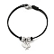 304 Stainless Steel Butterfly Charm Bracelet with Waxed Cord for Women, Stainless Steel Color, 7 inch(17.8cm)