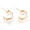 Brass Ear Stud Findings, with Loop, Nickel Free, Real 18K Gold Plated, 17x5mm, Hole: 1mm, Pin: 1mm