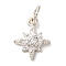 Brass Micro Pave Cubic Zirconia Pendants, Hexagram Charms, with Jump Ring, Cadmium Free & Lead Free, Rack Plating, Long-Lasting Plated, Silver, 14x11.5x4mm, Hole: 4mm