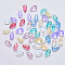 Transparent Spray Painted Glass Charms, Teardrop, Mixed Style, Mixed Color, 9.5x5x3mm, Hole: 1.2mm