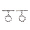 Brass Micro Pave Clear Cubic Zirconia Toggle Clasps, Nickel Free, Ring, Real Platinum Plated, 24mm, Ring: 16x13x2mm, Bar: 22x6x2.5mm, Jump Ring: 5x0.7mm, 3.6mm inner diameter