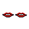 Handmade Seed Beads Links Connectors, with Elastic Thread, Loom Pattern, Lip, Red, 17.5x40~41x1.5mm, Hole: 3mm