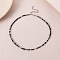 Bohemian Styles Faceted Round Glass Seed Beaded Necklaces for Women, Platinum, Black, 16.06 inch(40.8cm)
