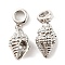 Brass European Dangle Charms, Large Hole Pendants, Lead Free & Cadmium Free, Conch Charm, Platinum, 27mm, Hole: 4.8mm