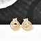 Flat Round Brass Micro Pave Cubic Zirconia Stud Earrings, Cadmium Free & Lead Free, Golden, 10.5x9mm