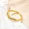 Brass Micro Pave Clear Cubic Zirconia Cuff Rings for Women, Cadmium Free & Nickel Free & Lead Free, Real 18K Gold Plated, 2mm