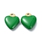 Ion Plating(IP) Real 18K Gold Plated 304 Stainless Steel Pendants, with Enamel, Heart Charms, Green, 12x10.5x5mm, Hole: 1.2mm