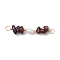 Natural Garnet Chip & Natural Cultured Freshwater Pearl Rice Beaded Connector Charms, with Brass Double Loops, Golden, 33.5~38x5.5~8.5x4.5~5.5mm, Hole: 2.5mm