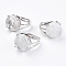 Adjustable Natural Quartz Crystal Finger Rings, with Brass Findings, US Size 7 1/4(17.5mm)
