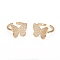 Adjustable Brass Micro Pave Clear Cubic Zirconia Cuff Rings, Open Rings, Long-Lasting Plated, Butterfly, Golden, Size 7, 17mm
