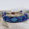 Bohemian Style Rhombus Pattern Glass Seed Beaded Braided Bead Bracelets, Ethnic Cord Bracelets for Women, Gradient Color, Dark Turquoise, 5-7/8 inch(15cm)