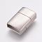 Tarnish Resistant 304 Stainless Steel Magnetic Clasps with Glue-in Ends, Rectangle, Frosted, Stainless Steel Color, 24x15.5x7.5mm, Hole: 5x14mm