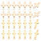 32pcs 2 styles Brass Connector Charms, Religion Cross Links, Real 18K Gold Plated, 12~14x5~7x1.5~2mm, Hole: 0.8~1mm, 16pcs/style