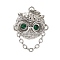 Brass Micro Pave Cubic Zirconia Pendants, Cadmium Free & Lead Free, with Jump Ring, Owl, Platinum, 20x15.5x10.5mm, Hole: 3mm