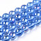 Electroplate Transparent Glass Beads Strands, AB Color Plated, Round, Royal Blue, 8~8.5mm, Hole: 1.5mm, about 51~53pcs/strand, 14.96 inch~15.55 inch(38~39.7cm)