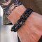 Fashion Retro Black Matte Bracelet Set with Zircon Crown, Diamond Ball, Dice, Lion Head Bracelet