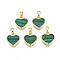 Real 18K Gold Plated Brass Pendants, with Synthetic Malachite Cabochons, Cadmium Free & Nickel Free & Lead Free, Heart, Malachite, 12x11.5x3mm, Hole: 2.5x5mm